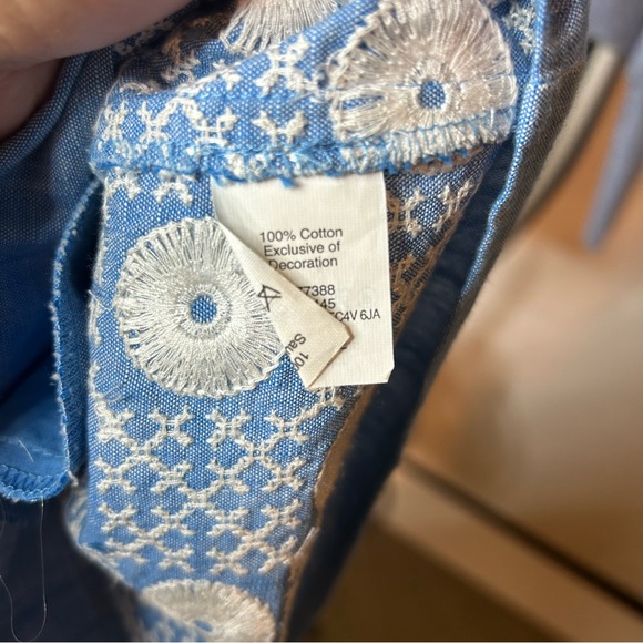 MADEWELL Blue Chambray Sunstitch Embroidered Short Sleeve Tunic Dress small - Picture 7 of 12